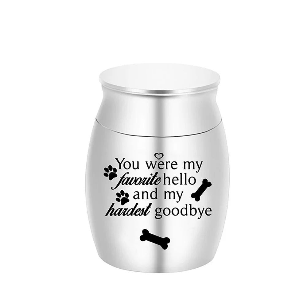 Mini Pet Memorial Urn – 1.57" Aluminum Alloy Keepsake for Dog Ashes with Paw Print Design