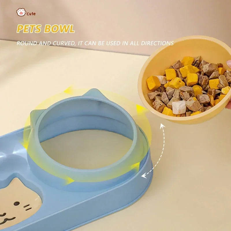 Automatic Cat Water & Food Bowl Set – Raised Double Bowls with Water Fountain | Elevated Pet Feeding Station for Cats & Small Dogs