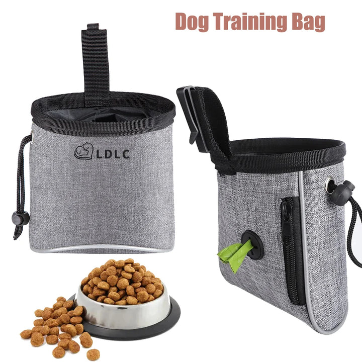 Dog Treat Training Pouch with Built-In Poop Bag Dispenser – Pet Snack Bag for Toys, Kibble & Treats – Adjustable Waist Belt for Outdoor Dog Training