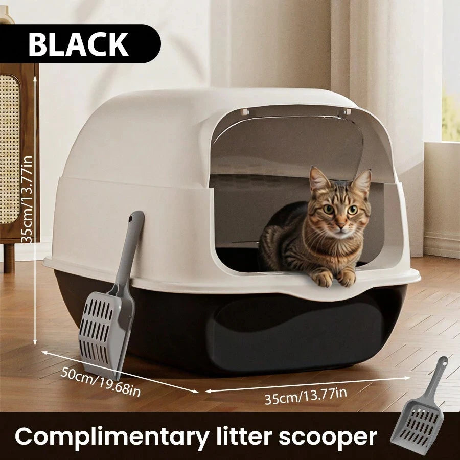 Extra Large Cat Litter Box Anti-Leak Fully Enclosed, Demountabl Semi-Enclosed, Easy To Clean Preventing Outer Splash Large Space