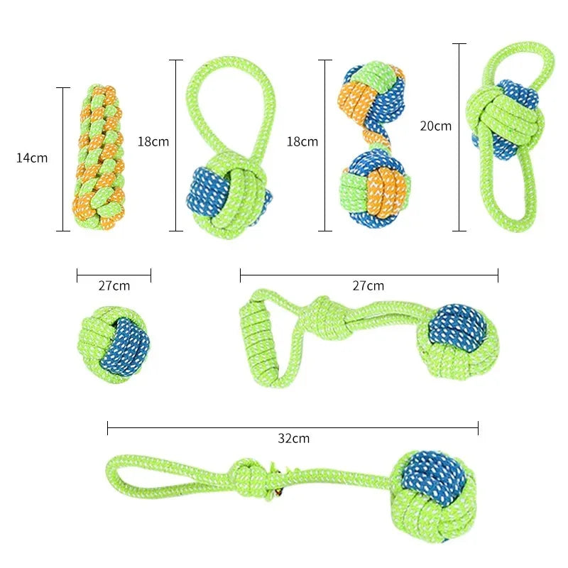 Interactive Cotton Rope Dog Toy Ball – Dental Chew & Toothbrush Toy for Puppies and Small to Large Dogs
