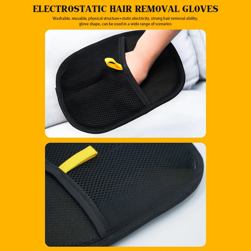 Double-Sided Pet Grooming Gloves – Hair Remover & Static Dedusting Brush for Pets, Furniture, & Clothing (24×16cm)