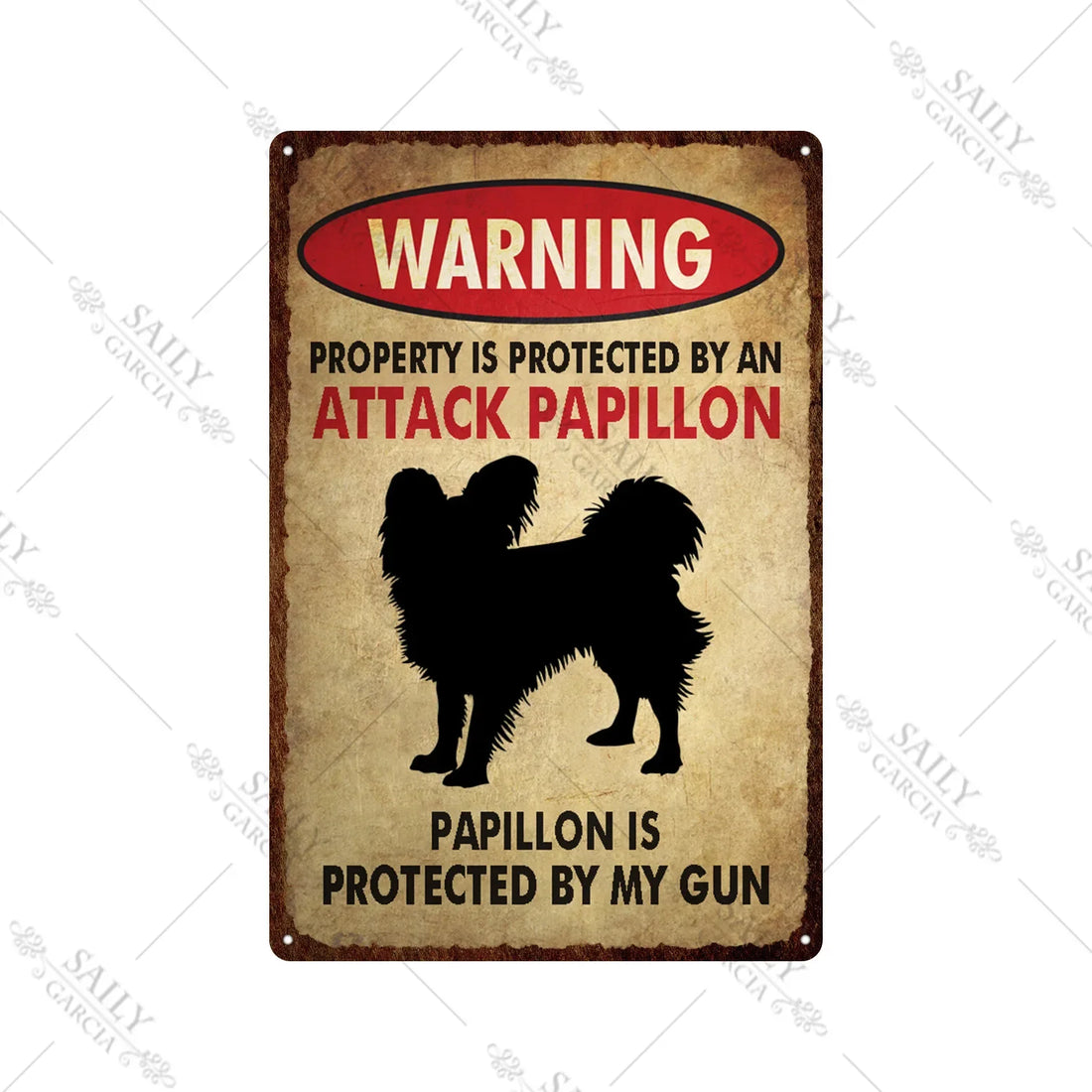Dog Warning Vintage Tin Sign – Funny Metal Wall Decor for Pet Lovers | Farm, Kennel, or Home Use