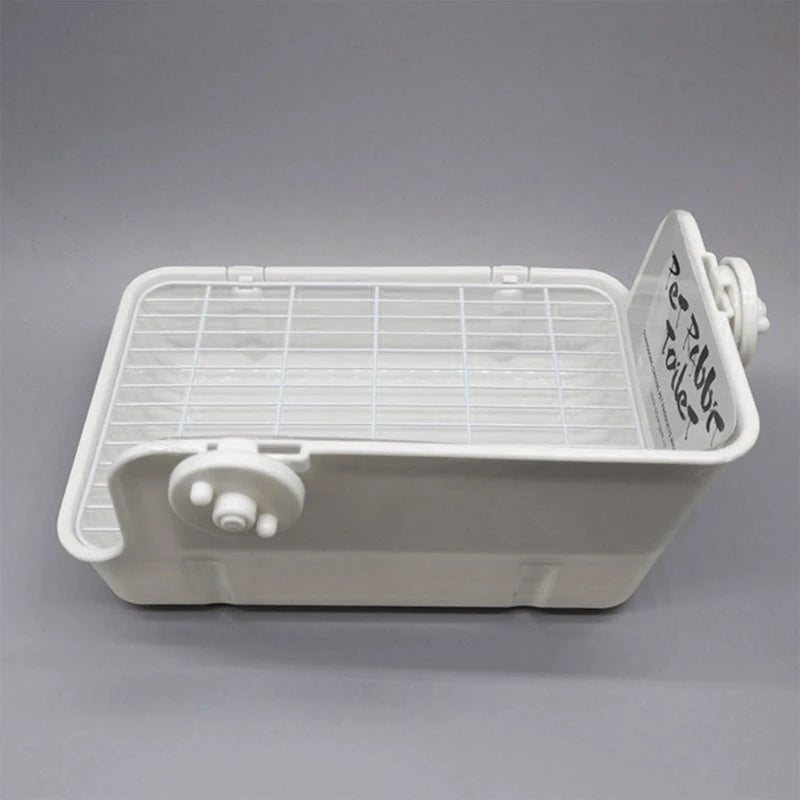 Rabbit Litter Box Toilet – Corner Potty Trainer for Small Pets | Durable Plastic Bunny Potty Tray with Cage Buckles