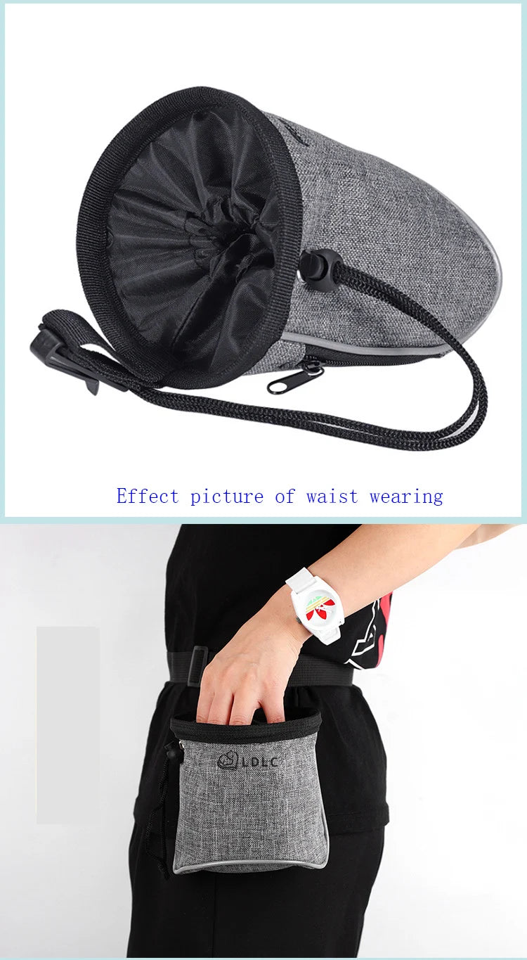 Dog Treat Training Pouch with Built-In Poop Bag Dispenser – Pet Snack Bag for Toys, Kibble & Treats – Adjustable Waist Belt for Outdoor Dog Training