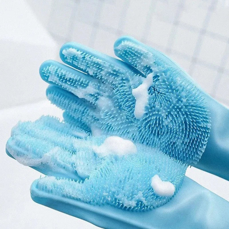 Silicone Pet Grooming & Bathing Gloves – Hair Removal, Massaging & Cleaning Tool for Dogs & Cats (1 Pair, 31×16cm)