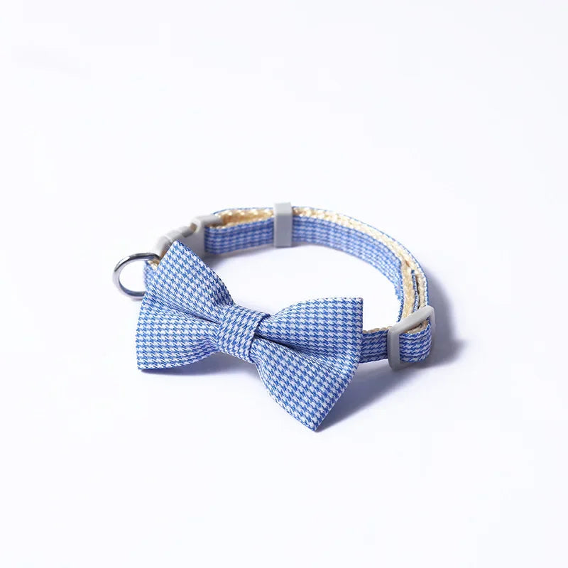 Plaid Pet Collar – Adjustable Lightweight Polyester Collar for Small Dogs & Cats (Red, Blue, Pink)