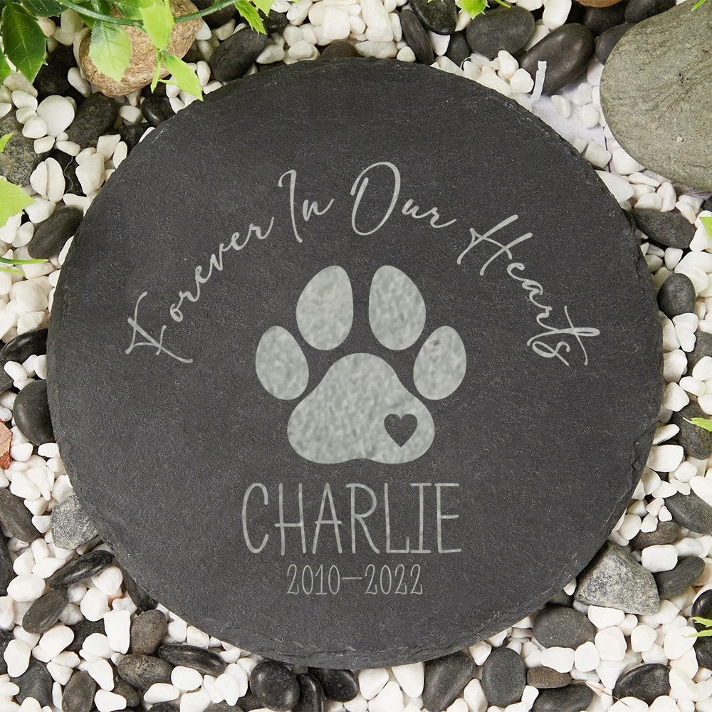 Personalized Pet Memorial Garden Stone – Engraved Slate Stone for Dog Loss, Pet Grave Marker, Garden Path Decor, Bereavement Gift