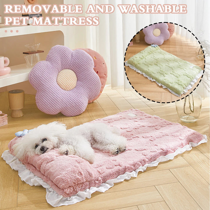 Washable Cat & Dog Bed Mat – Anti-Slip, Soft Plush Pet Cushion for Puppies & Kittens