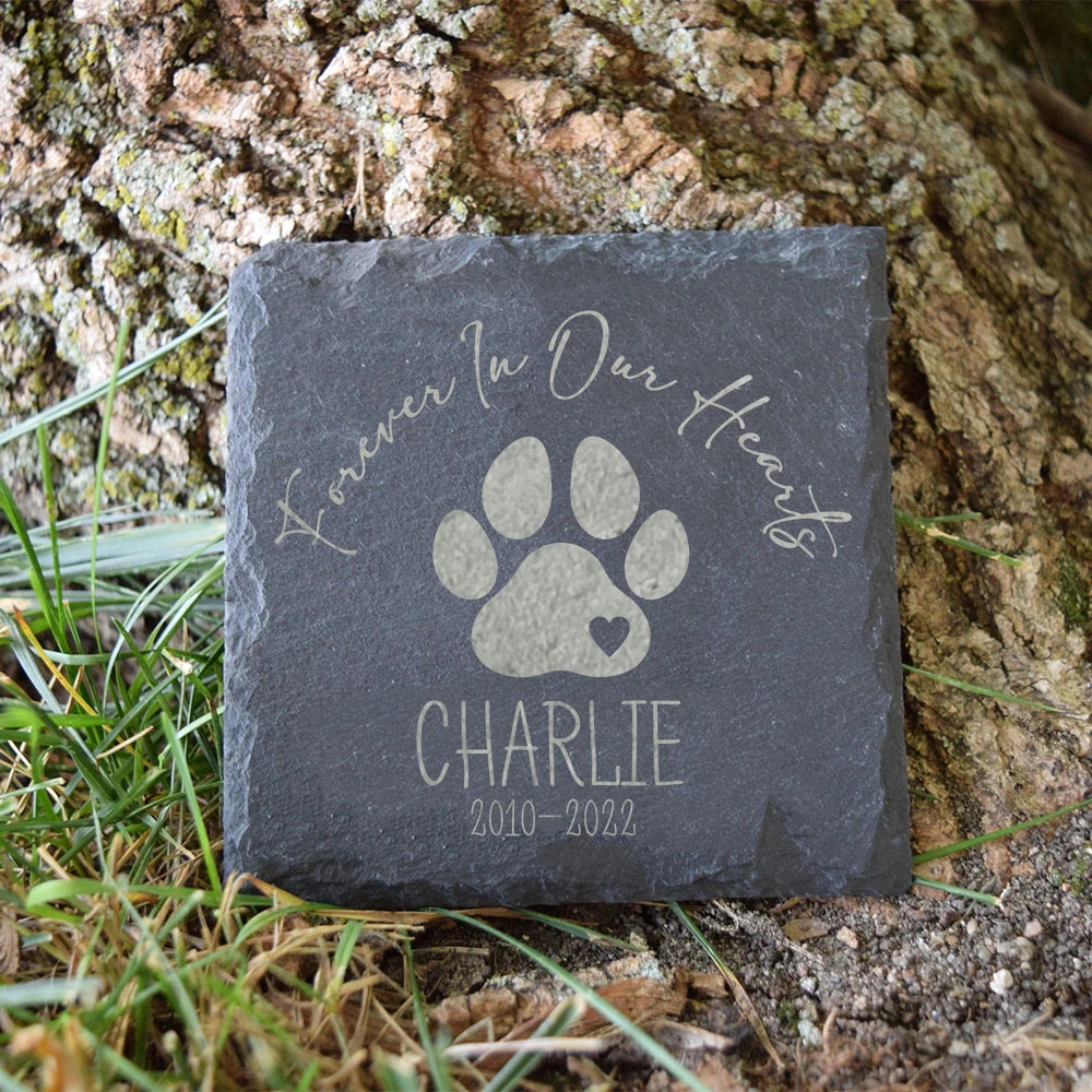 Personalized Pet Memorial Garden Stone – Engraved Slate Stone for Dog Loss, Pet Grave Marker, Garden Path Decor, Bereavement Gift