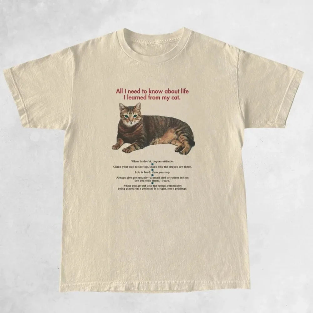 Funny Cat Mom Graphic T-Shirt – Women’s Casual Tee with Cute Cat Quote | Vintage Loose Fit | Cat Lover Gift Top