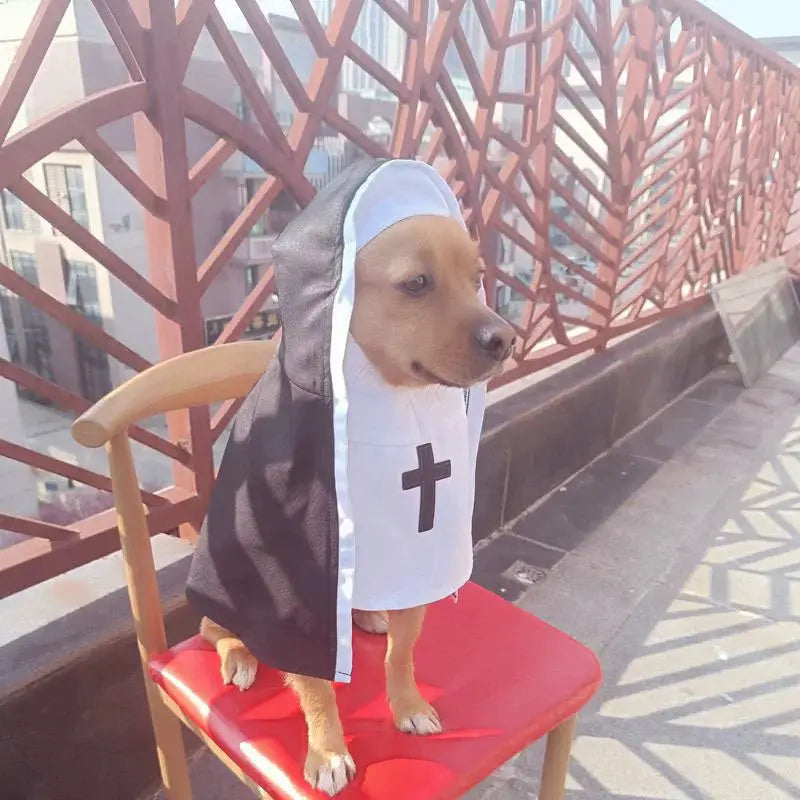 Nun Cat Costume – Funny Pet Outfit for Cats & Small Dogs | Breathable Party Apparel & Photo Prop