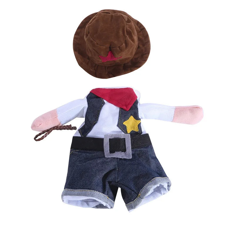 Pet Cowboy Costume Hoodie – Funny Dog & Cat Halloween Outfit | Western Jumpsuit Puppy Clothes