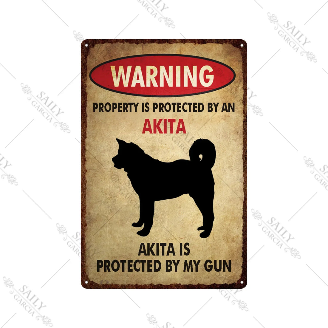 Dog Warning Vintage Tin Sign – Funny Metal Wall Decor for Pet Lovers | Farm, Kennel, or Home Use