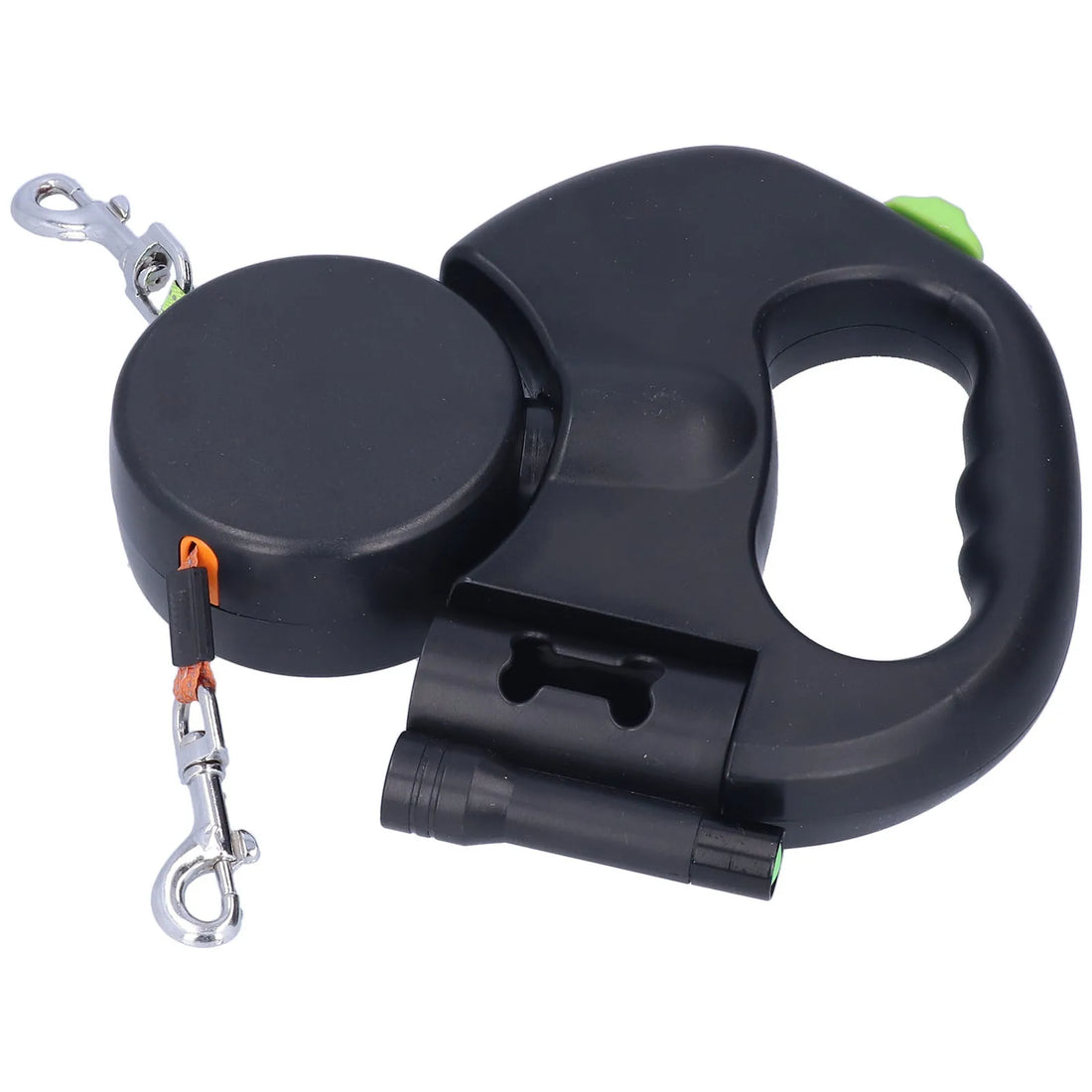 Dual Retractable Dog Leash with LED Flashlight & Waste Bag Dispenser – 360° Tangle-Free Design for 2 Dogs (Up to 33 lbs Each)