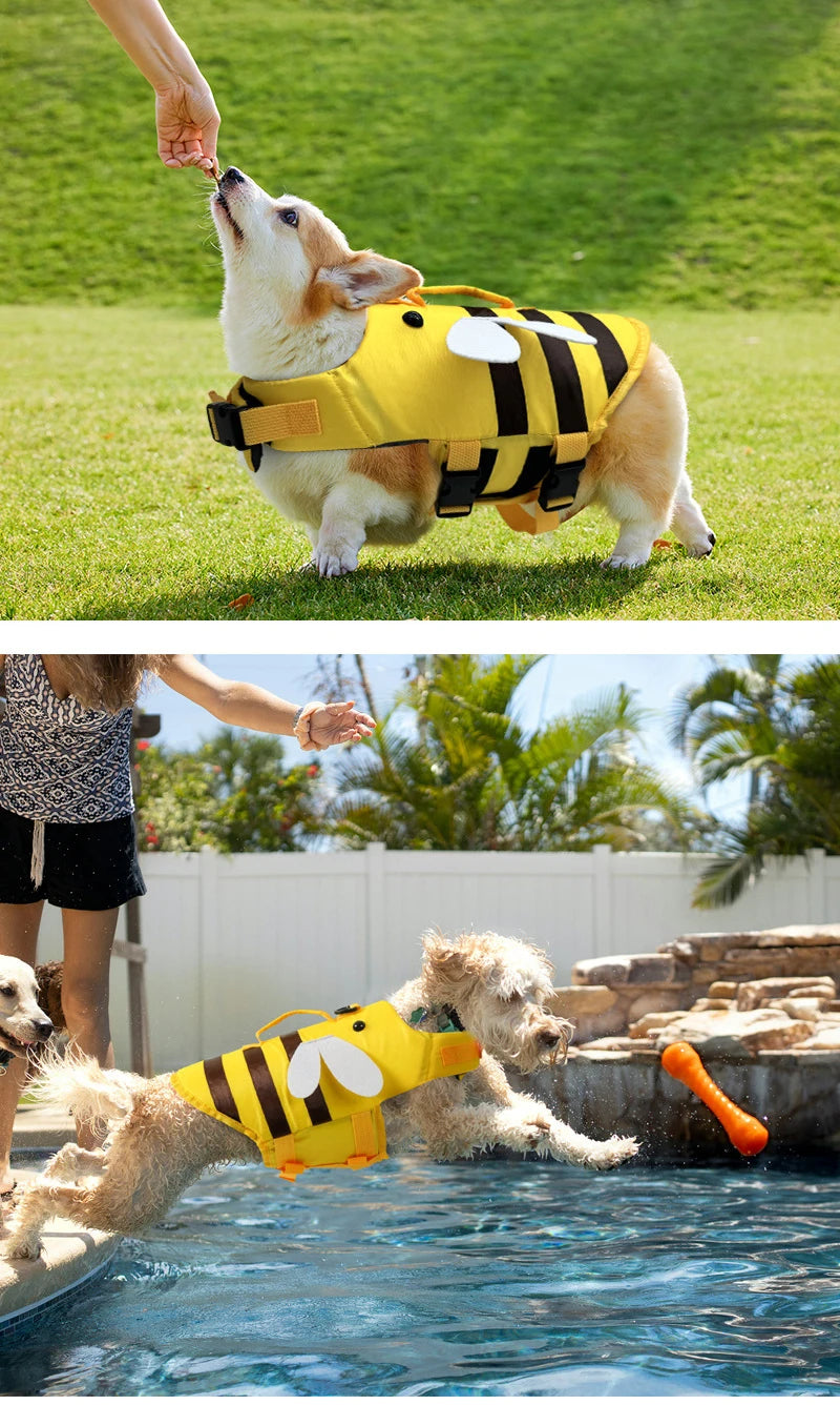 Cute Bee & Dragonfly Dog Life Jacket – Waterproof Safety Vest for Cats & Small Dogs
