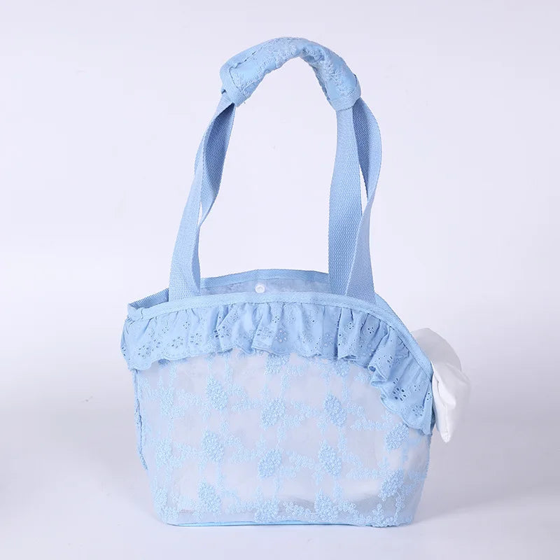 Pet Carrier Bag for Small Cats & Dogs – Lace Handheld Travel Backpack | Soft-Sided Car Seat Transport Tote | Puppy Travel Bag for Women