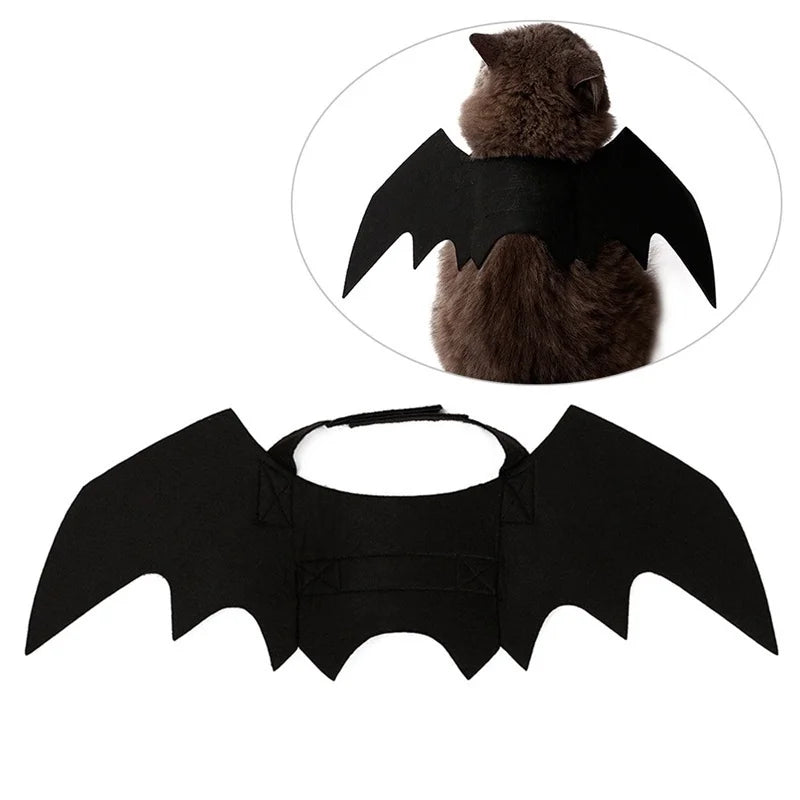 Halloween Bat Wings Costume for Cats & Dogs – Black Felt Harness Outfit | Pet Cosplay Party Clothes
