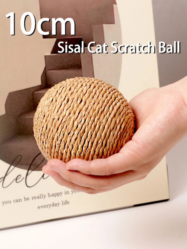 Sisal Cat Scratching Ball – Rotating Sound Toy for Indoor Play & Claw Training