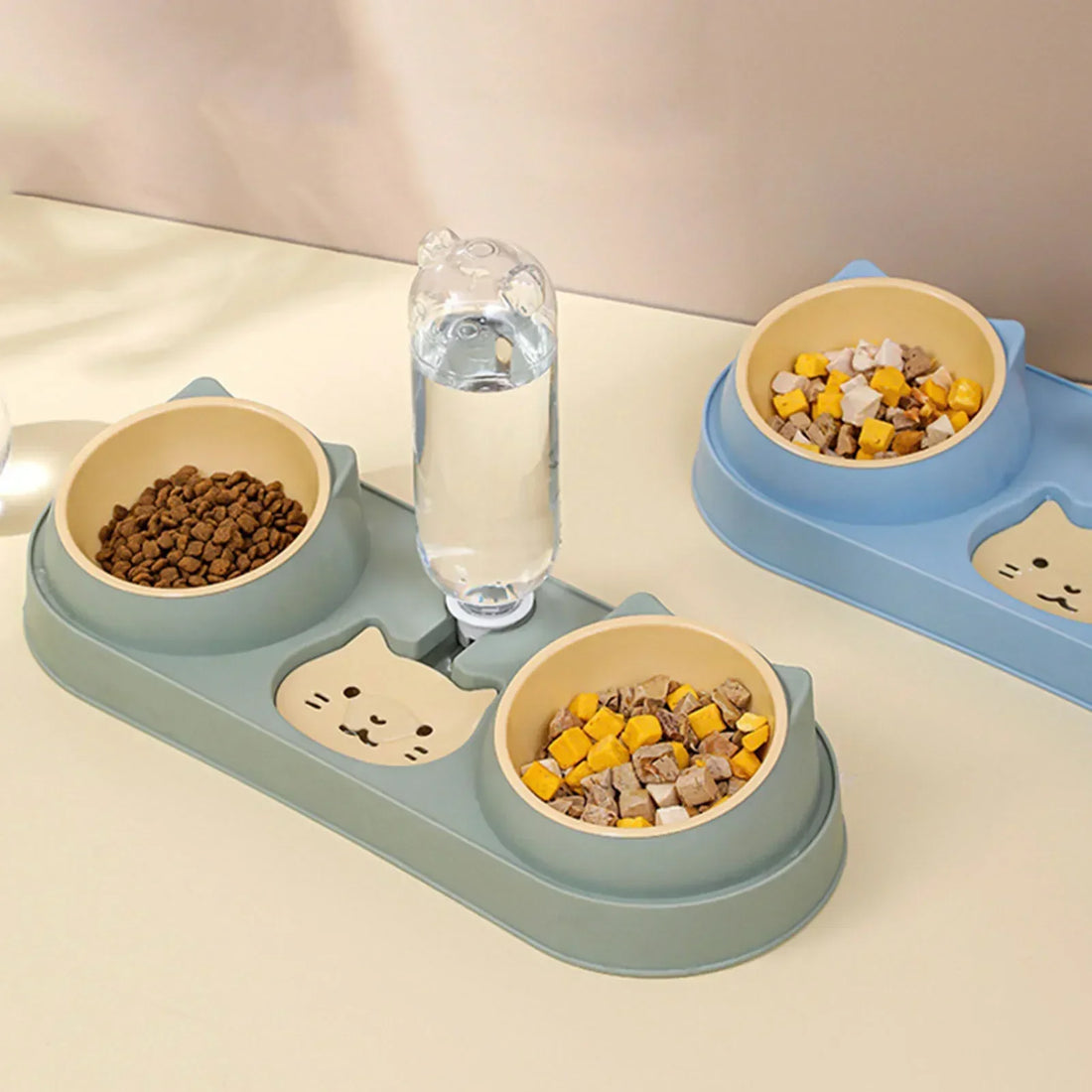Automatic Cat Water & Food Bowl Set – Raised Double Bowls with Water Fountain | Elevated Pet Feeding Station for Cats & Small Dogs