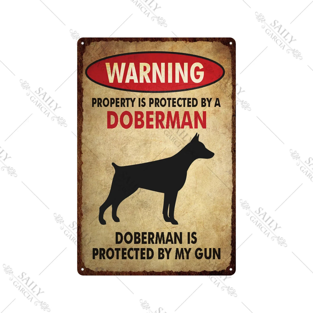 Dog Warning Vintage Tin Sign – Funny Metal Wall Decor for Pet Lovers | Farm, Kennel, or Home Use