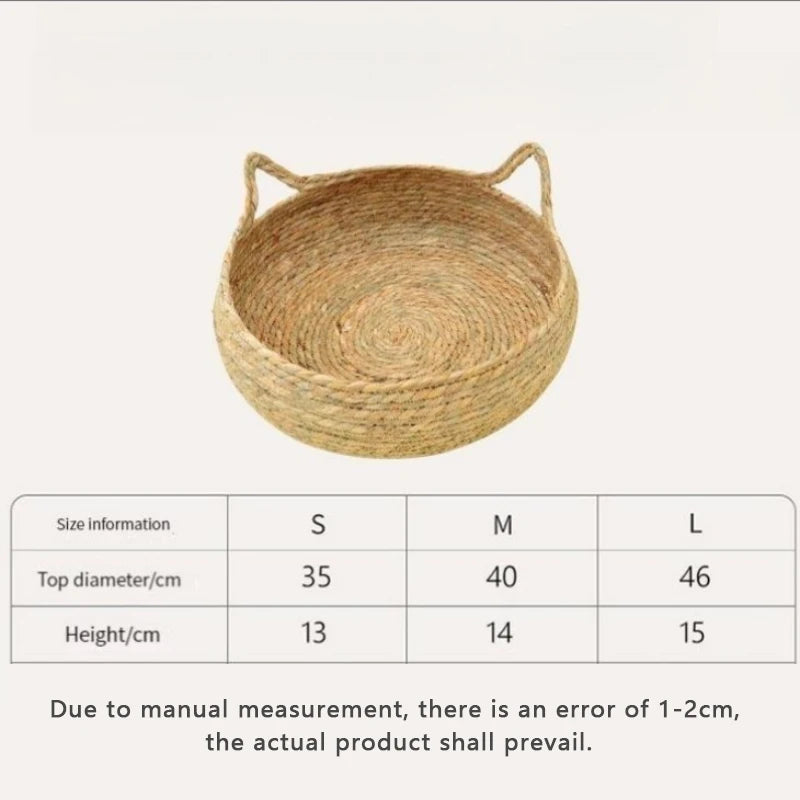 Four Seasons Handmade Woven Cat Nest – 100% Cotton with Washable Pad
