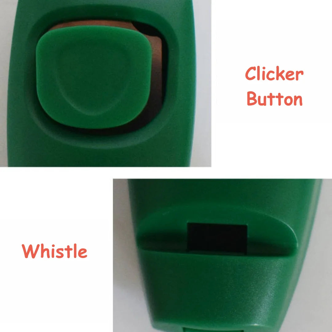 2-in-1 Dog Training Clicker & Whistle – Non-High Frequency Pet Obedience Trainer for Sit, Stay, High Five, Handshake, and Behavior Correction