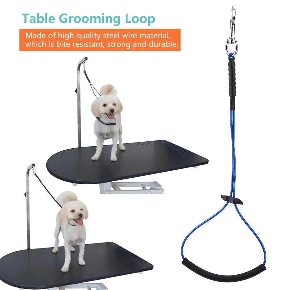 Pet Grooming Noose Loop – Adjustable Steel Wire Grooming Restraint for Table Arm, Bath, or Tub | Safe Dog & Cat Grooming Tool (19.7 in)