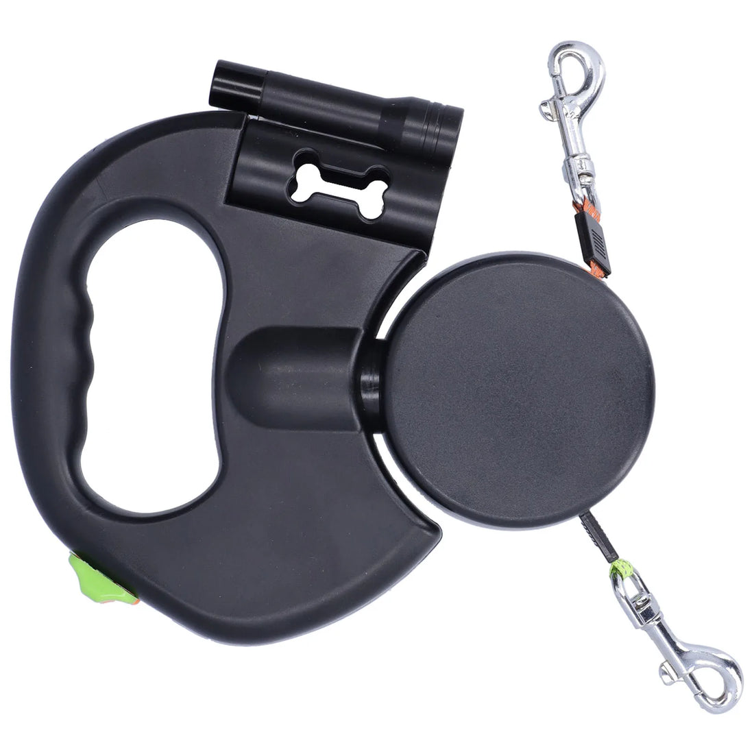 Dual Retractable Dog Leash with LED Flashlight & Waste Bag Dispenser – 360° Tangle-Free Design for 2 Dogs (Up to 33 lbs Each)