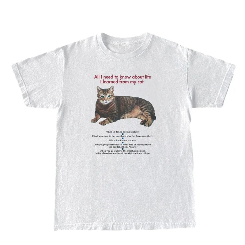 Funny Cat Mom Graphic T-Shirt – Women’s Casual Tee with Cute Cat Quote | Vintage Loose Fit | Cat Lover Gift Top
