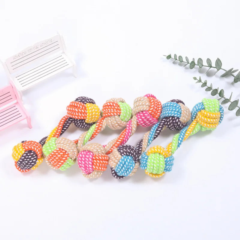Interactive Cotton Rope Dog Toy Ball – Dental Chew & Toothbrush Toy for Puppies and Small to Large Dogs