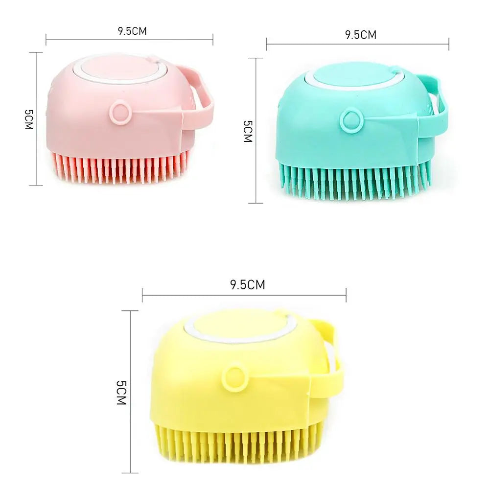 2-in-1 Dog Shampoo Brush with Dispenser – 80ml (2.7oz) Silicone Bath Scrubber for Dogs & Cats, Short Hair Pet Grooming Comb