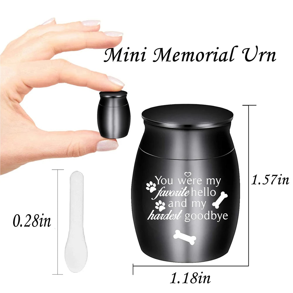 Mini Pet Memorial Urn – 1.57" Aluminum Alloy Keepsake for Dog Ashes with Paw Print Design