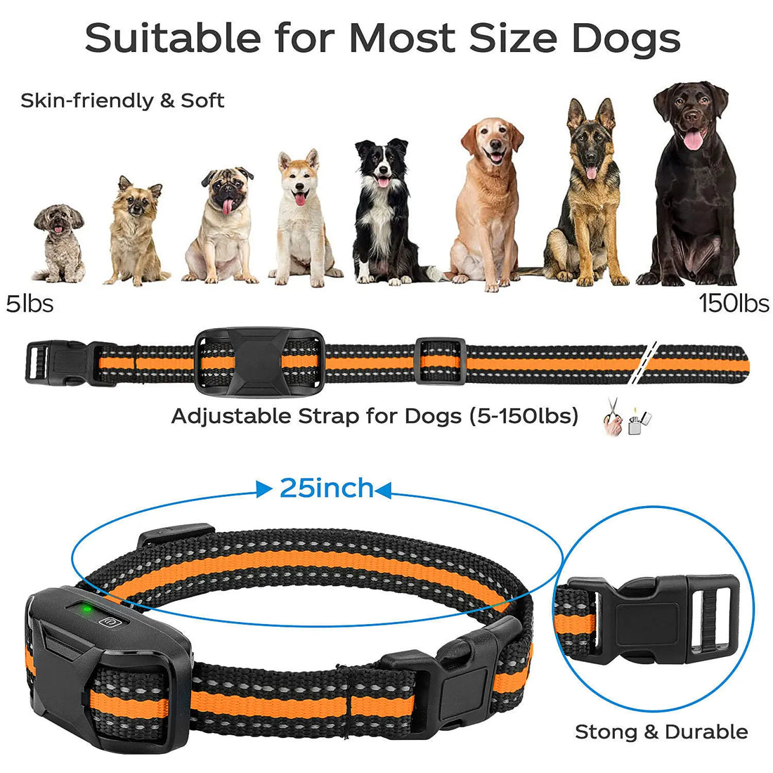 3300Ft Electric Dog Training Collar – Waterproof & Rechargeable Remote Control E-Collar with Shock, Vibration & Beep for Dogs 5–120 lbs