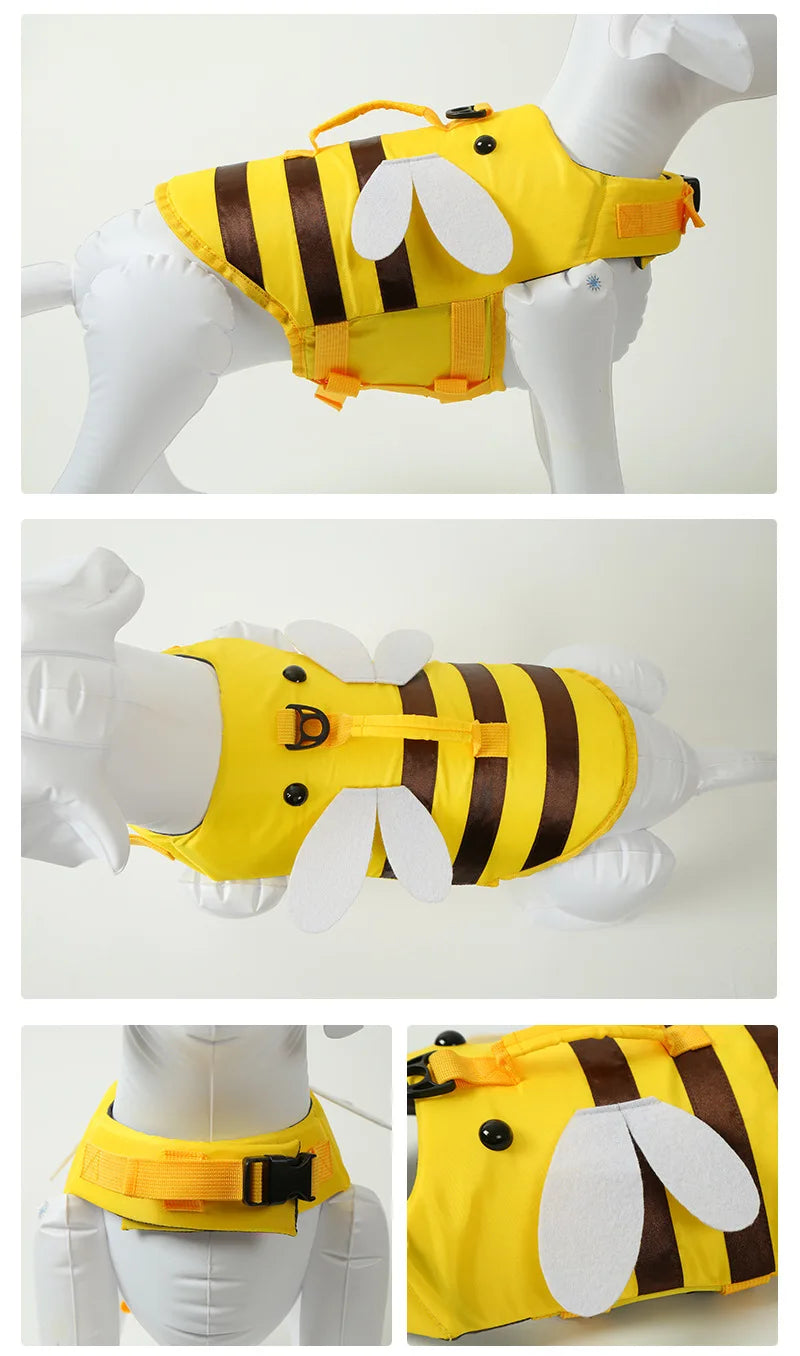 Cute Bee & Dragonfly Dog Life Jacket – Waterproof Safety Vest for Cats & Small Dogs