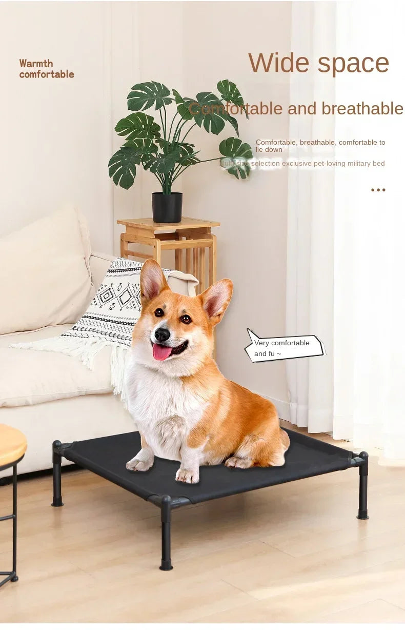 Elevated Folding Pet Bed – Portable Dog & Cat Camping Cot | Removable & Washable Cover | All-Season Kennel for Small to Medium Pets