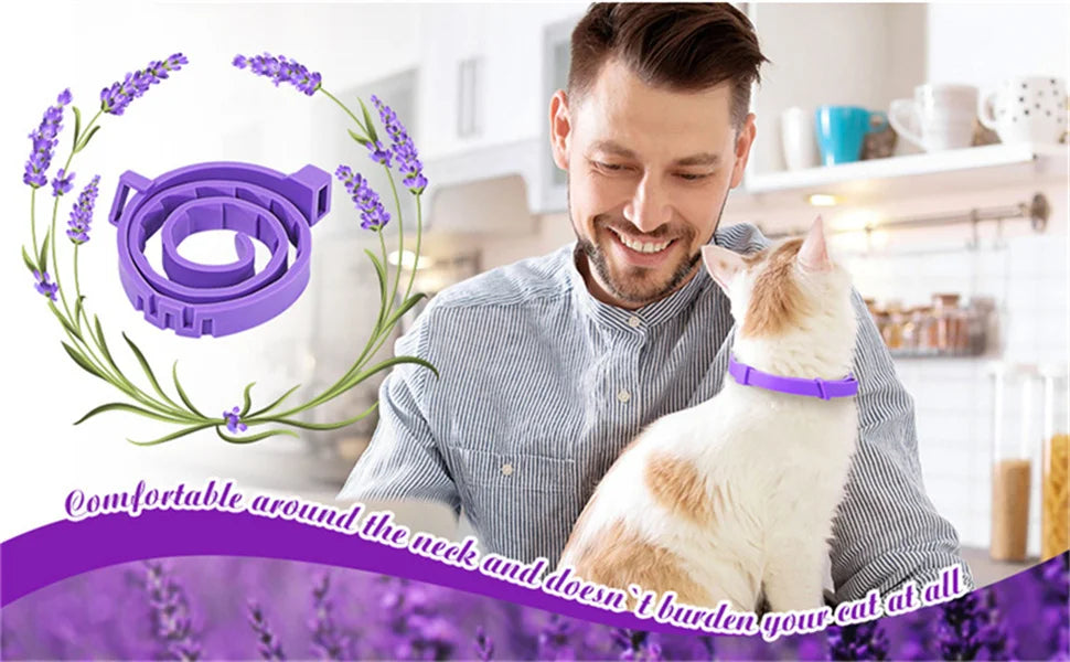 Pet Calm Collar – Adjustable, Waterproof Calming Collar for Dogs & Cats with Lavender & Chamomile (Lasts Up to 60 Days