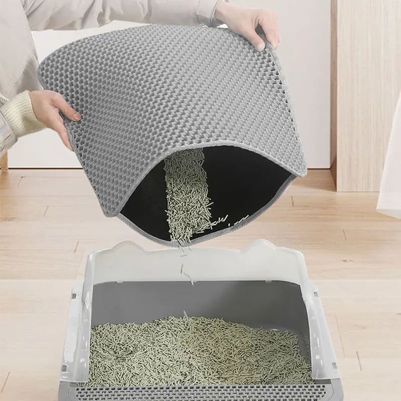 Waterproof Double-Layer Cat Litter Mat – Litter Trapping Clean Pad for Litter Boxes | Non-Slip Pet Floor Mat for Cats