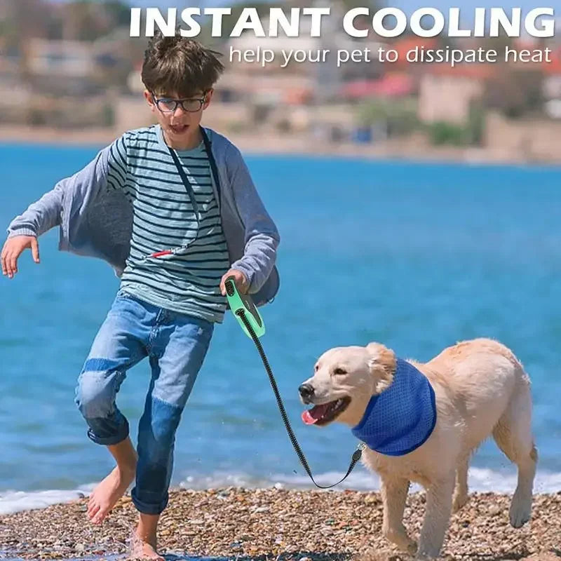 Cooling Bandana for Dogs – Super Absorbent Ice Towel Collar with Adjustable Carabiner | Reusable Summer Cooling Scarf for Medium & Large Dogs