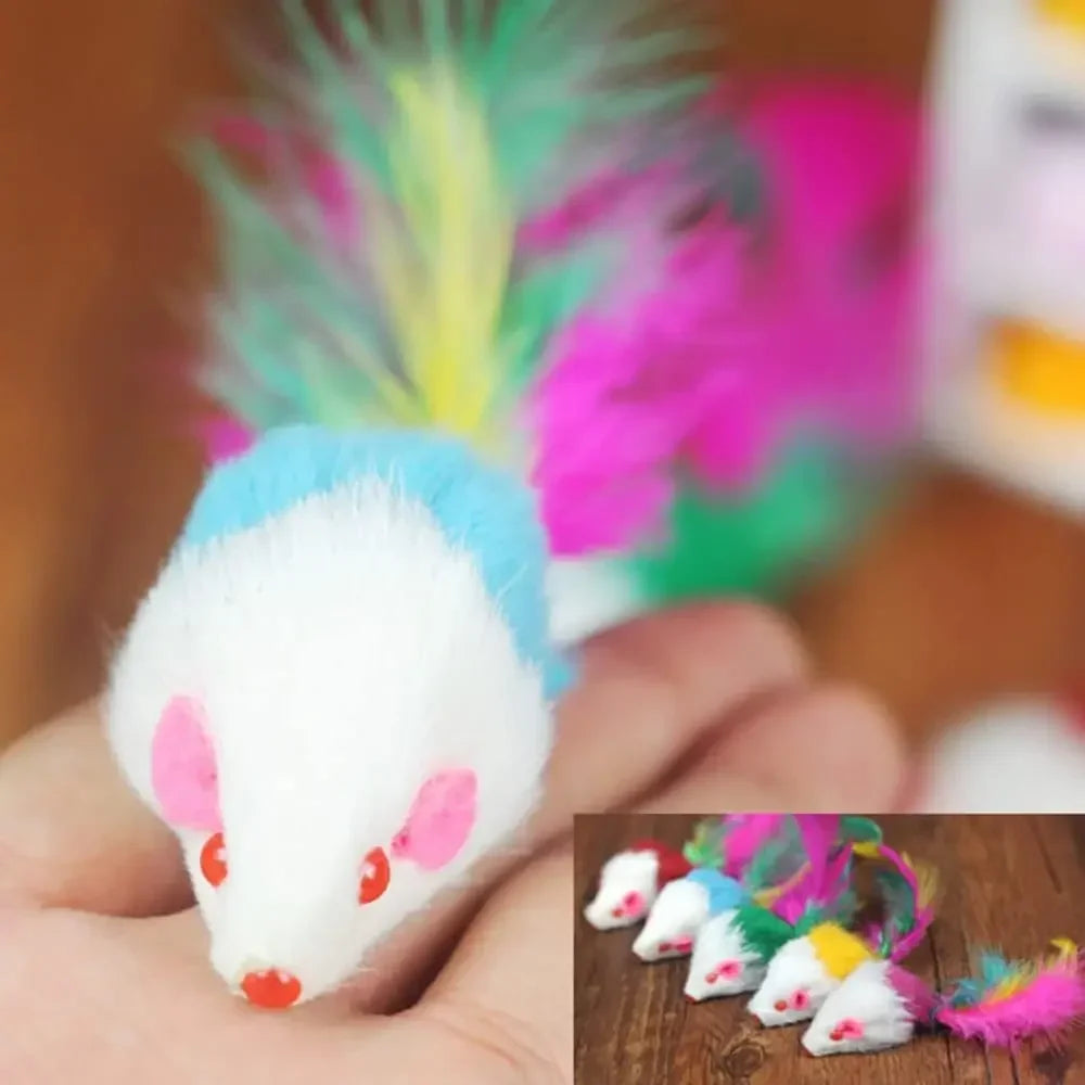 Rattle Cat Mouse Toys – 10PCS Catnip-Filled Faux Fur Mice | Interactive Cat Toys for Indoor Play, Fetch & Hunting Instincts