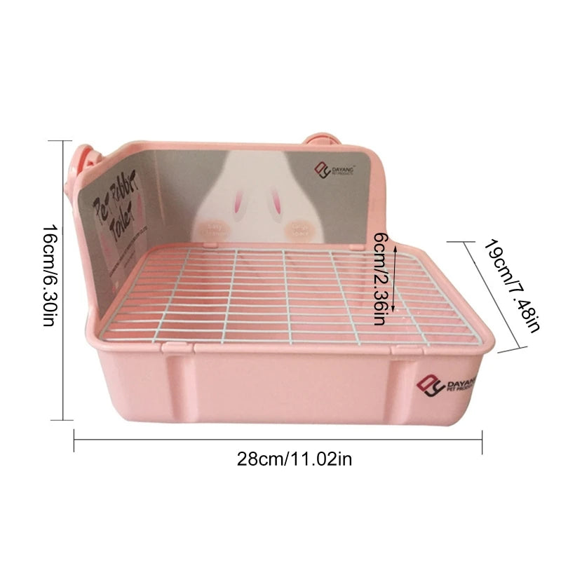 Rabbit Litter Box Toilet – Corner Potty Trainer for Small Pets | Durable Plastic Bunny Potty Tray with Cage Buckles