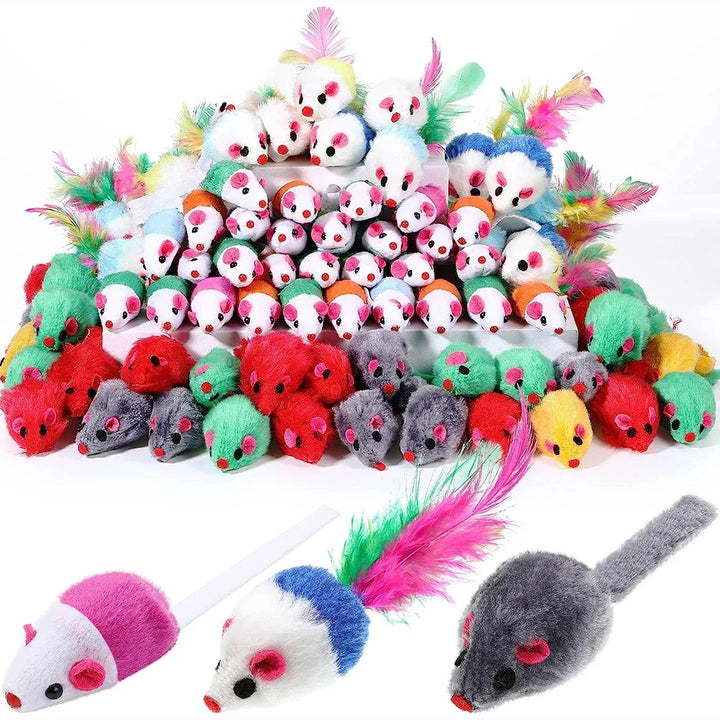 Rattle Cat Mouse Toys – 10PCS Catnip-Filled Faux Fur Mice | Interactive Cat Toys for Indoor Play, Fetch & Hunting Instincts