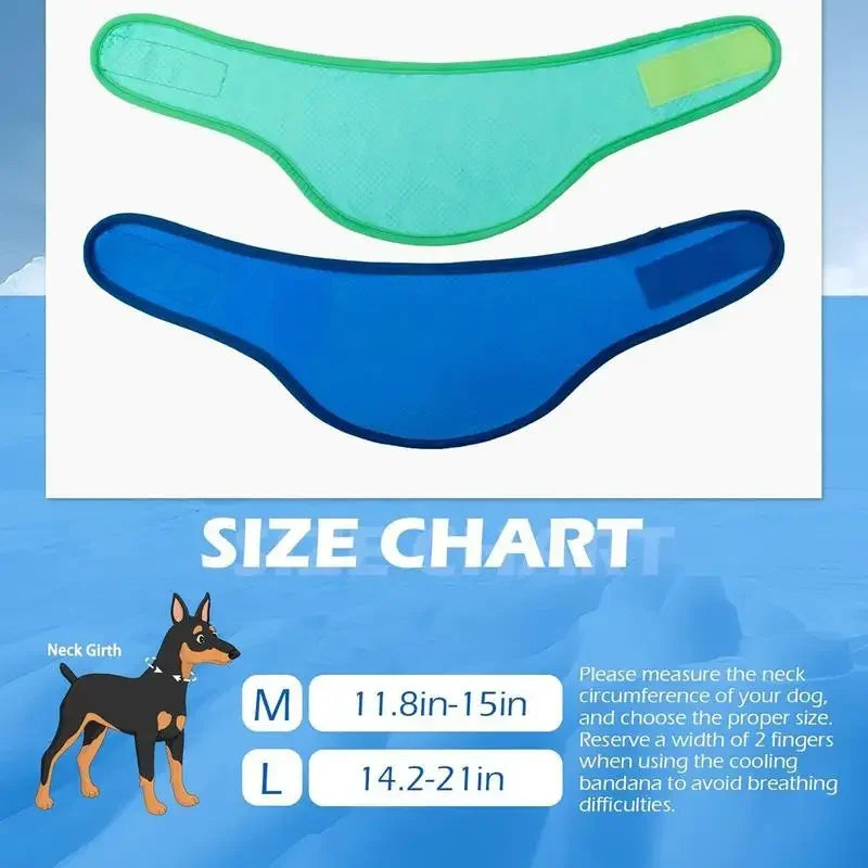 Cooling Bandana for Dogs – Super Absorbent Ice Towel Collar with Adjustable Carabiner | Reusable Summer Cooling Scarf for Medium & Large Dogs