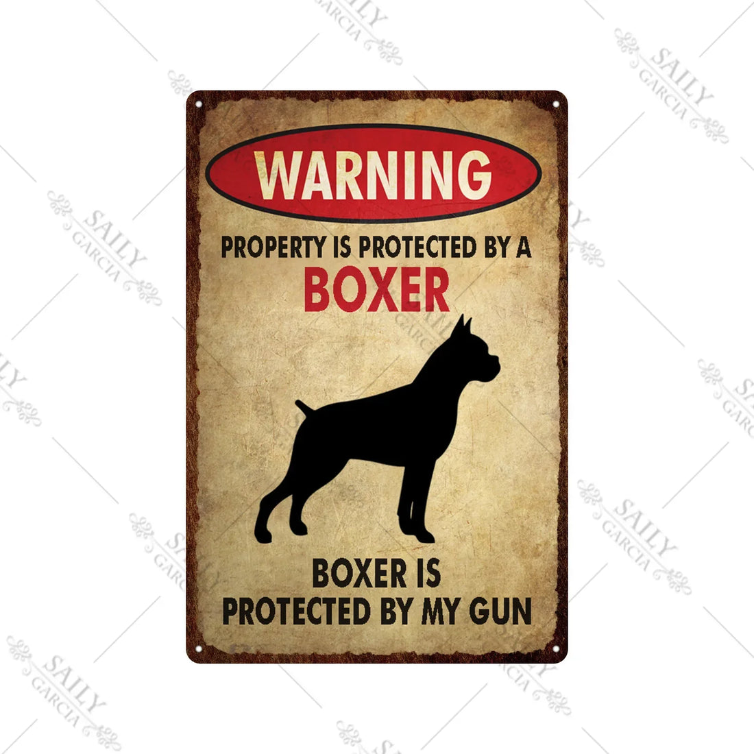 Dog Warning Vintage Tin Sign – Funny Metal Wall Decor for Pet Lovers | Farm, Kennel, or Home Use