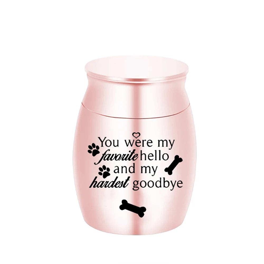 Mini Pet Memorial Urn – 1.57" Aluminum Alloy Keepsake for Dog Ashes with Paw Print Design