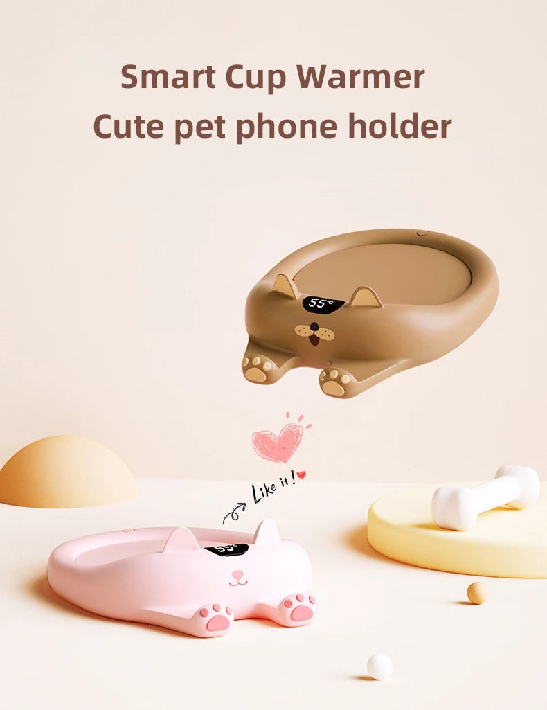 Cute Cats & Dogs Cup Warmer – Coffee Mug Heating Pad with 3 Temperature Settings & Auto-Off Feature | Perfect Gift for Pet Lovers