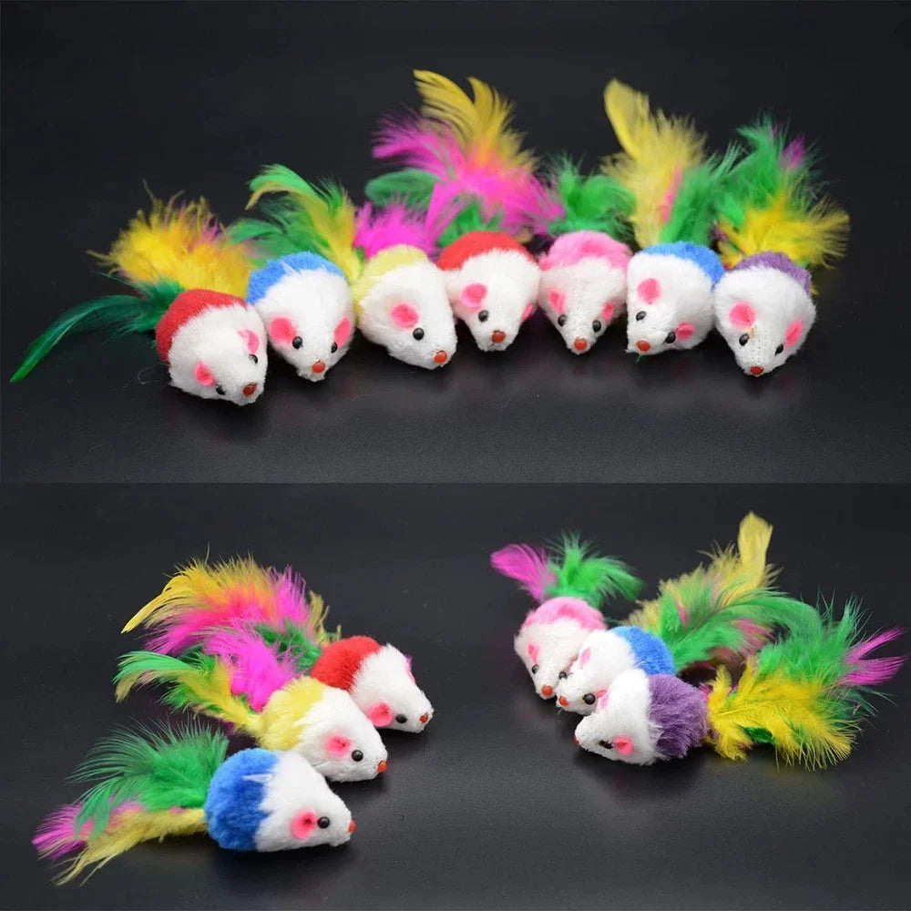 Rattle Cat Mouse Toys – 10PCS Catnip-Filled Faux Fur Mice | Interactive Cat Toys for Indoor Play, Fetch & Hunting Instincts