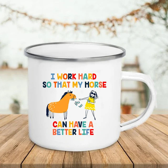 Funny Cat Print Enamel Mug – "6 Signs That You Are Secretly A Cat" Coffee Cup | Cat Lover Gift | Creative Drinkware