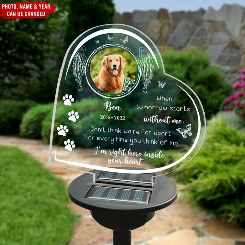 Personalized Pet Memorial Solar Light – Custom 3D Photo LED Lamp for Dog Loss, Grave Marker, Garden & Cemetery Decoration Gift
