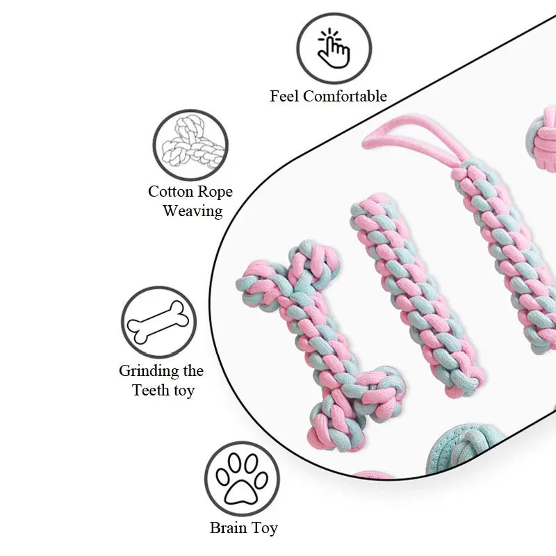 Chew Toy for Small Dogs – Cotton Rope Molar Ball | Dog Training & Teething Toy | Pet Accessories for Teeth Cleaning, Chewing & Play
